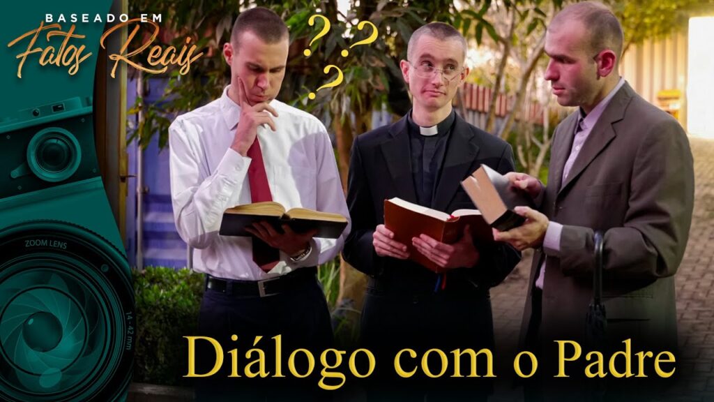 Dois protestantes desafiando um padre